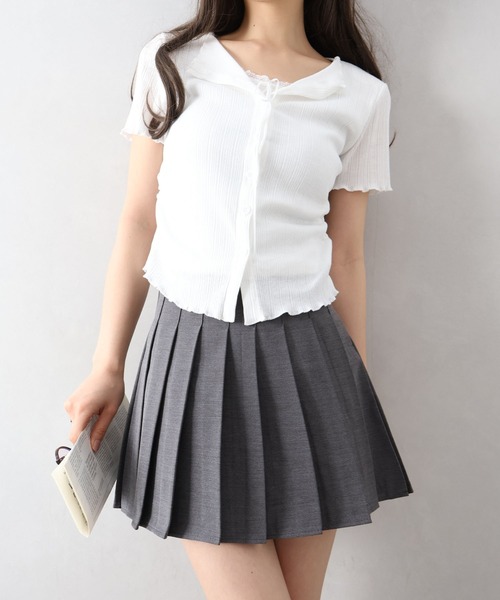 SpRay（スプレイ）の「プリーツミニスカート（スカート・レディース・ブラック/グレー・SMALL/MEDIUM）」の5枚目の写真