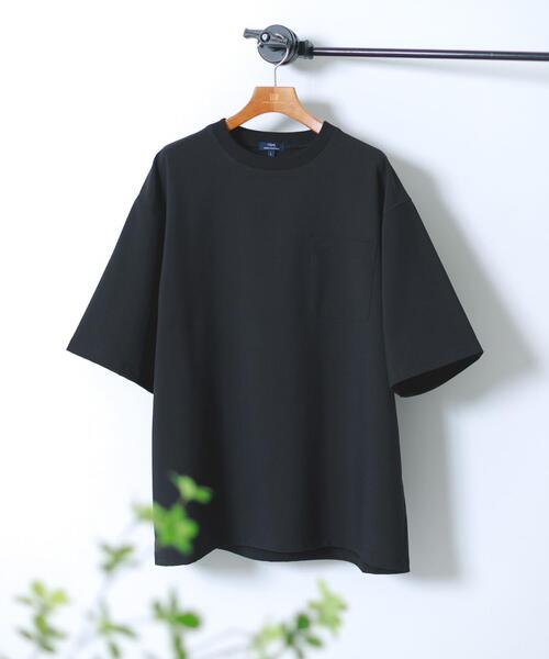 ITEMS URBANRESEARCH(アイテムズ アーバンリサーチ)の「2wayストレッチクルーネック布帛Tシャツ(Tシャツ/カットソー・メンズ・ネイビー/ベージュ/グレー/ブラック・LARGE/MEDIUM)」の2枚目の写真