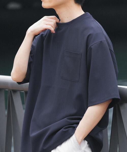 ITEMS URBANRESEARCH（アイテムズ アーバンリサーチ）の「2wayストレッチクルーネック布帛Tシャツ（Tシャツ/カットソー・メンズ・ネイビー/ベージュ/グレー/ブラック・LARGE/MEDIUM）」の8枚目の写真