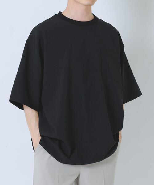 ITEMS URBANRESEARCH(アイテムズ アーバンリサーチ)の「2wayストレッチクルーネック布帛Tシャツ(Tシャツ/カットソー・メンズ・ネイビー/ベージュ/グレー/ブラック・LARGE/MEDIUM)」の7枚目の写真