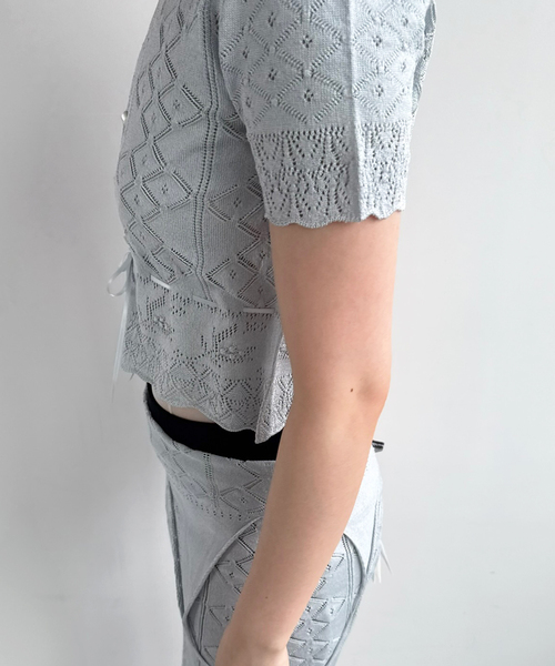 EDIT. FOR LULU（エディットフォールル）の「【EUCHRONIA/ユークロニア】Silk lace cardigan（ニット/セーター・レディース・サックスブルー・FREE）」の3枚目の写真