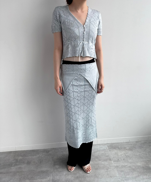 EDIT. FOR LULU（エディットフォールル）の「【EUCHRONIA/ユークロニア】Silk lace cardigan（ニット/セーター・レディース・サックスブルー・FREE）」の4枚目の写真