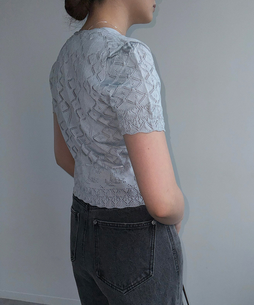 EDIT. FOR LULU（エディットフォールル）の「【EUCHRONIA/ユークロニア】Silk lace cardigan（ニット/セーター・レディース・サックスブルー・FREE）」の7枚目の写真