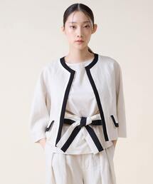 TIARA（ティアラ）の「カラーブロックジャケット（ノーカラージャケット）」