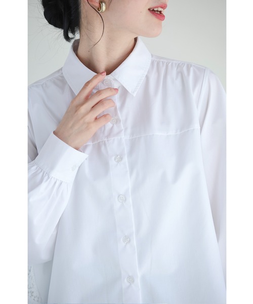 cawaii（カワイイ）の「大人の後ろレースシャツ（シャツ/ブラウス・レディース・ホワイト・L～LL/S～Ｍ）」の4枚目の写真