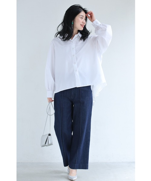 cawaii（カワイイ）の「大人の後ろレースシャツ（シャツ/ブラウス・レディース・ホワイト・L～LL/S～Ｍ）」の8枚目の写真