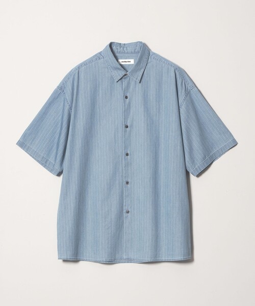 MONKEY TIME(モンキータイム)の「4オンス ストライプ デニム シャツ(シャツ/ブラウス・メンズ・ネイビー/ライトブルー・XL/L/M/S)」の3枚目の写真