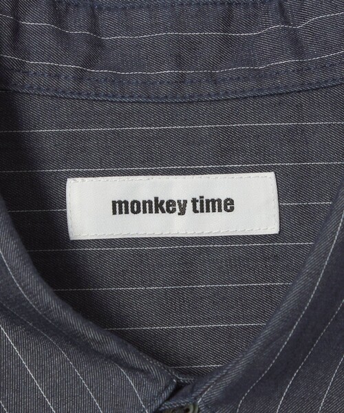 MONKEY TIME(モンキータイム)の「4オンス ストライプ デニム シャツ(シャツ/ブラウス・メンズ・ネイビー/ライトブルー・XL/L/M/S)」の7枚目の写真