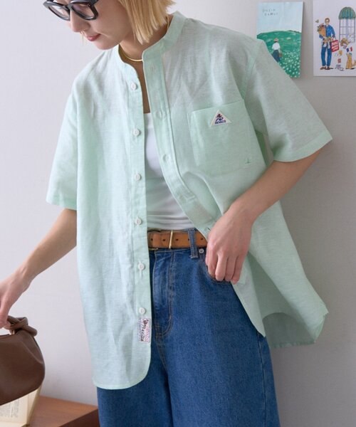 GEVACO(ゲバコ)の「【GEVACO】綿麻バンドカラーシャツ(シャツ/ブラウス・メンズ・ベージュ/パープル/グリーン・MEDIUM/LARGE)」の4枚目の写真