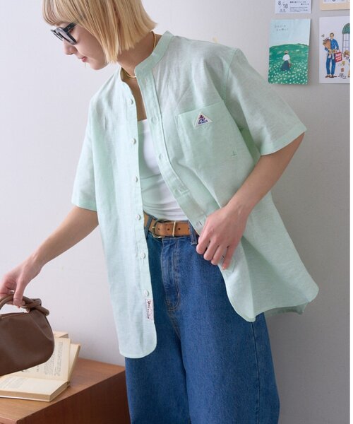 GEVACO(ゲバコ)の「【GEVACO】綿麻バンドカラーシャツ(シャツ/ブラウス・メンズ・ベージュ/パープル/グリーン・MEDIUM/LARGE)」の6枚目の写真