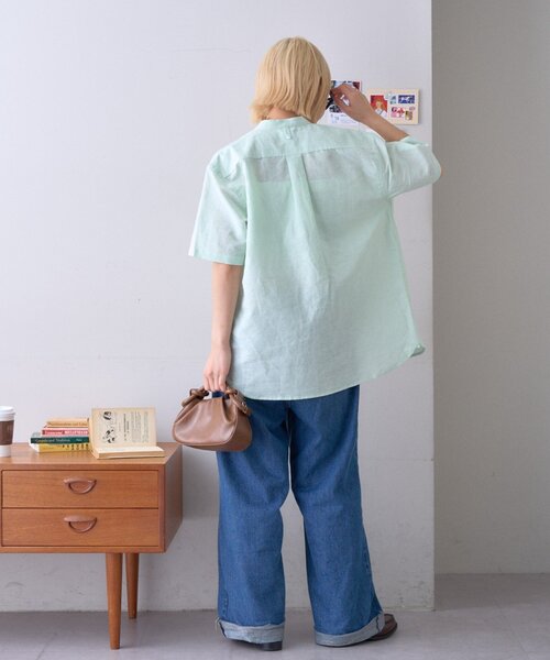 GEVACO(ゲバコ)の「【GEVACO】綿麻バンドカラーシャツ(シャツ/ブラウス・メンズ・ベージュ/パープル/グリーン・MEDIUM/LARGE)」の9枚目の写真