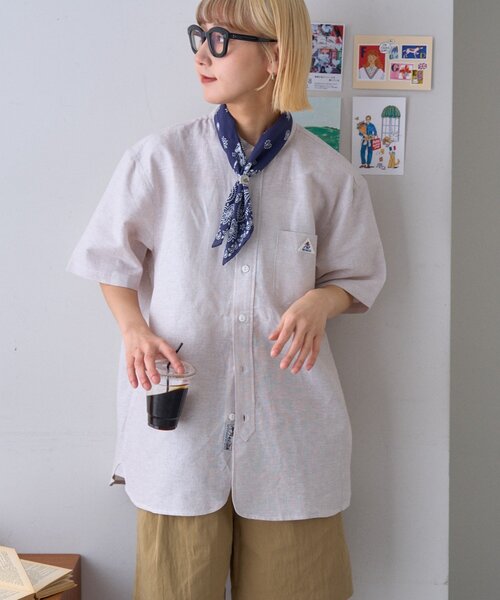 GEVACO(ゲバコ)の「【GEVACO】綿麻バンドカラーシャツ(シャツ/ブラウス・メンズ・ベージュ/パープル/グリーン・MEDIUM/LARGE)」の11枚目の写真