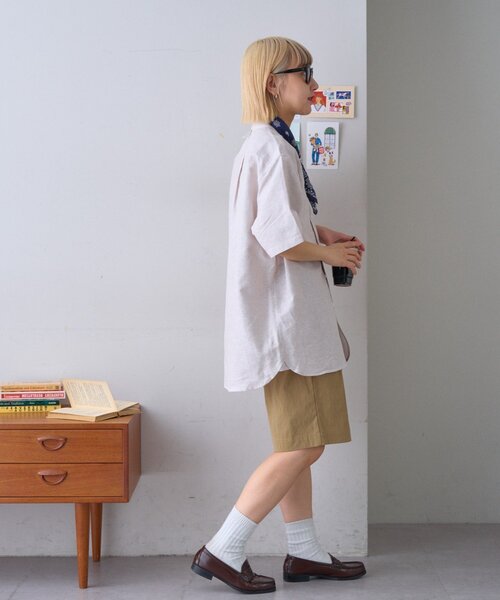 GEVACO(ゲバコ)の「【GEVACO】綿麻バンドカラーシャツ(シャツ/ブラウス・メンズ・ベージュ/パープル/グリーン・MEDIUM/LARGE)」の15枚目の写真