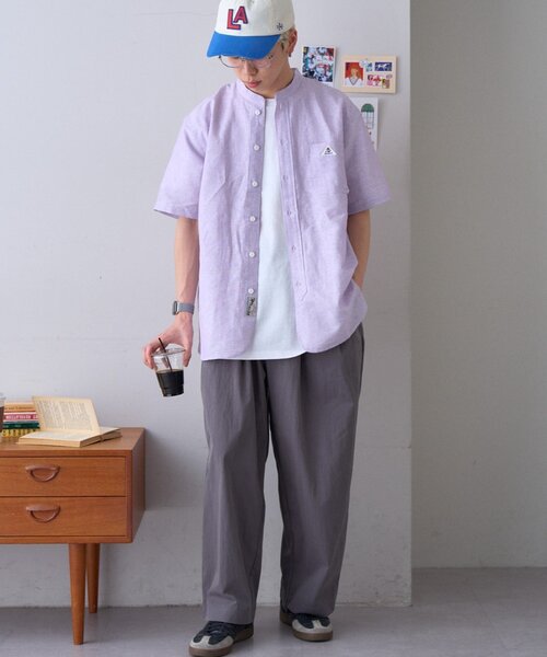 GEVACO(ゲバコ)の「【GEVACO】綿麻バンドカラーシャツ(シャツ/ブラウス・メンズ・ベージュ/パープル/グリーン・MEDIUM/LARGE)」の21枚目の写真