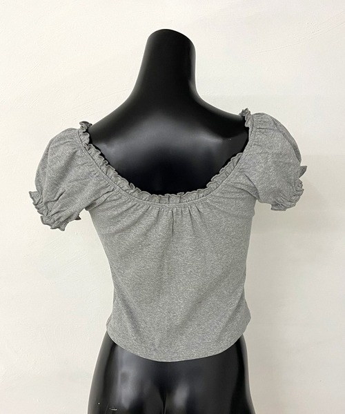 non-hedge(ノンヘッジ)の「フロントリボン2WAYオフショルダートップス(Tシャツ/カットソー・レディース・ブラック/グレー/オフホワイト・FREE)」の6枚目の写真