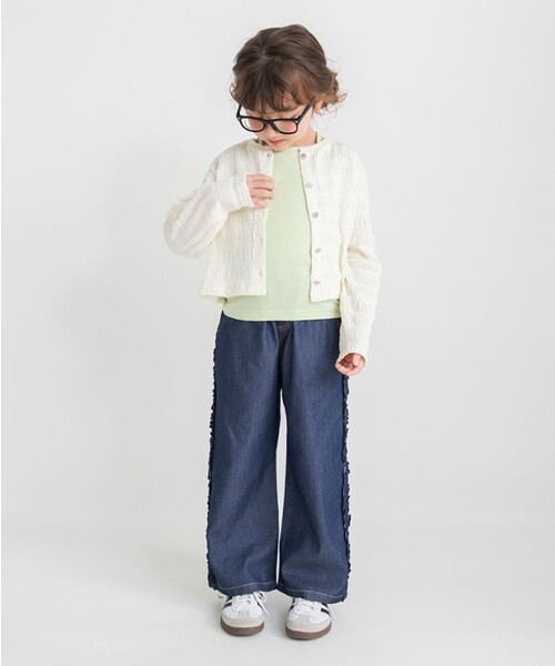 BRANSHES(ブランシェス)の「シャーリングカーディガン(カーディガン/ボレロ・キッズ・アイボリー・100/130/110/120/140/150)」の4枚目の写真