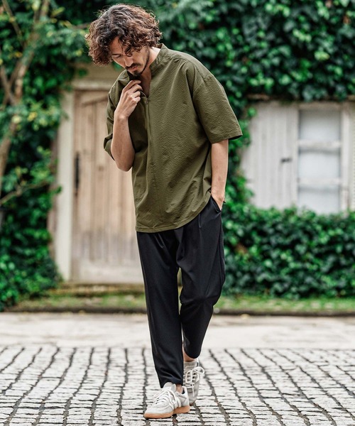 CAMBIO(カンビオ)の「mhs2641- スタンドスキッパープルオーバーシャツ(シャツ/ブラウス・メンズ・ブラック/オリーブ/グレイッシュベージュ/ホワイト・XL/L/M)」の12枚目の写真