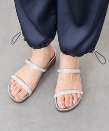 【ITALIAN SHOEMAKERS】ラインストーンダブルストラップサンダル(962211)