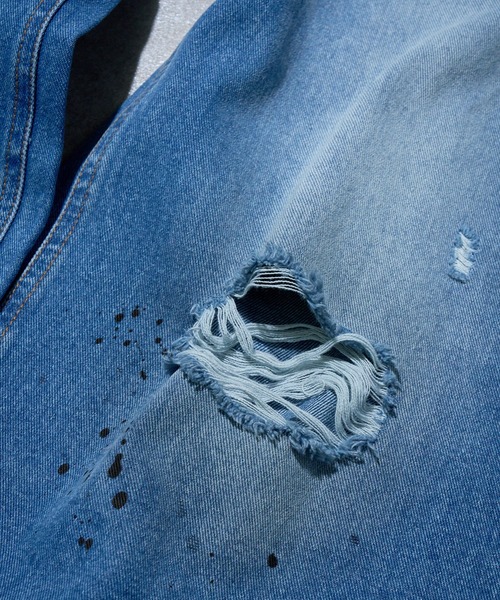 LANDNESS(ランドネス)の「【LANDNESS/ランドネス】VINTAGE DISTRESSED WIDE DENIM PANTS/ヴィンテージディストレストワイドデニムパンツ(デニムパンツ・メンズ・インディゴブルー・S/M/L)」の8枚目の写真