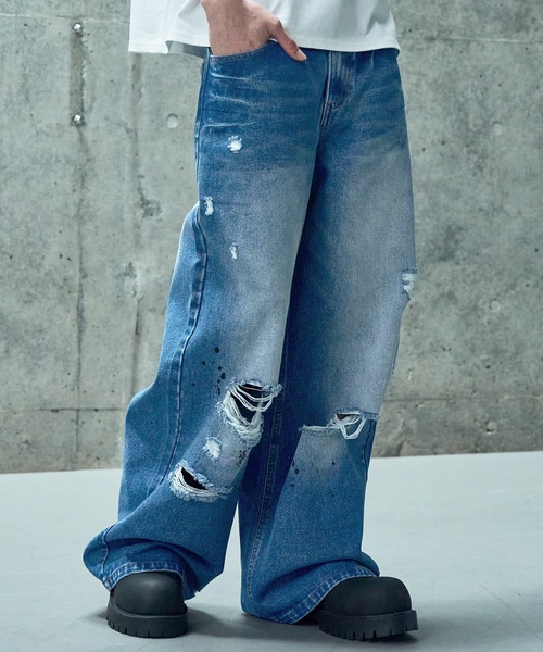 LANDNESS(ランドネス)の「【LANDNESS/ランドネス】VINTAGE DISTRESSED WIDE DENIM PANTS/ヴィンテージディストレストワイドデニムパンツ(デニムパンツ・メンズ・インディゴブルー・S/M/L)」の16枚目の写真