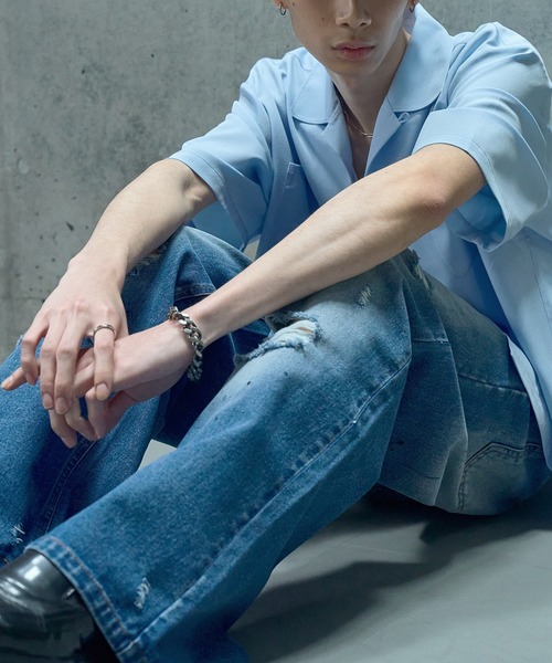 LANDNESS(ランドネス)の「【LANDNESS/ランドネス】VINTAGE DISTRESSED WIDE DENIM PANTS/ヴィンテージディストレストワイドデニムパンツ(デニムパンツ・メンズ・インディゴブルー・S/M/L)」の20枚目の写真