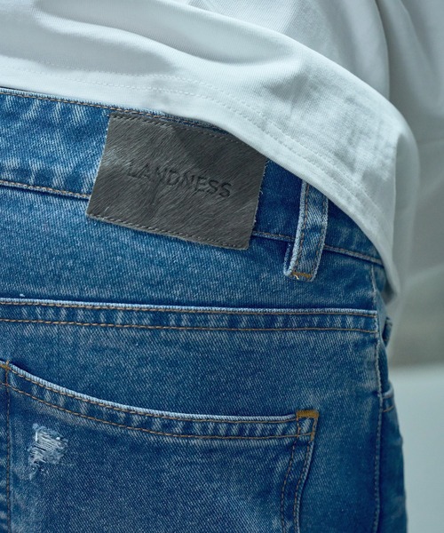 LANDNESS(ランドネス)の「【LANDNESS/ランドネス】VINTAGE DISTRESSED WIDE DENIM PANTS/ヴィンテージディストレストワイドデニムパンツ(デニムパンツ・メンズ・インディゴブルー・S/M/L)」の18枚目の写真