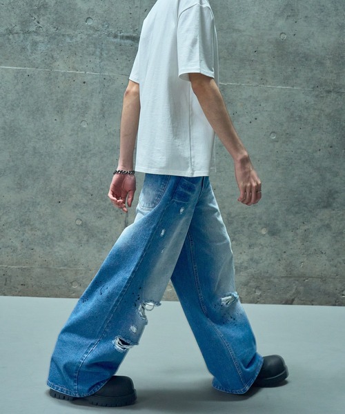 LANDNESS(ランドネス)の「【LANDNESS/ランドネス】VINTAGE DISTRESSED WIDE DENIM PANTS/ヴィンテージディストレストワイドデニムパンツ(デニムパンツ・メンズ・インディゴブルー・S/M/L)」の17枚目の写真