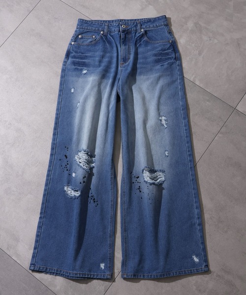 LANDNESS(ランドネス)の「【LANDNESS/ランドネス】VINTAGE DISTRESSED WIDE DENIM PANTS/ヴィンテージディストレストワイドデニムパンツ(デニムパンツ・メンズ・インディゴブルー・S/M/L)」の9枚目の写真