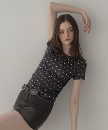 Mili affinity（ミリアフィニティー）の「ドット柄シアー半袖Tシャツ（Tシャツ/カットソー）」