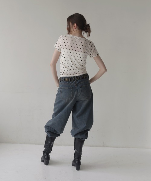 Mili affinity(ミリアフィニティー)の「ドット柄シアー半袖Tシャツ(Tシャツ/カットソー・レディース・ホワイト×ブラック/ブラック×グレー/ブラック×ホワイト/ホワイト×ブラウン・FREE)」の6枚目の写真
