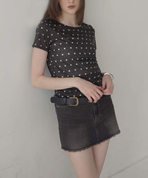 Mili affinity(ミリアフィニティー)の「ドット柄シアー半袖Tシャツ(Tシャツ/カットソー・レディース・ホワイト×ブラック/ブラック×グレー/ブラック×ホワイト/ホワイト×ブラウン・FREE)」の11枚目の写真