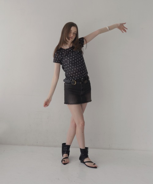 Mili affinity(ミリアフィニティー)の「ドット柄シアー半袖Tシャツ(Tシャツ/カットソー・レディース・ホワイト×ブラック/ブラック×グレー/ブラック×ホワイト/ホワイト×ブラウン・FREE)」の15枚目の写真