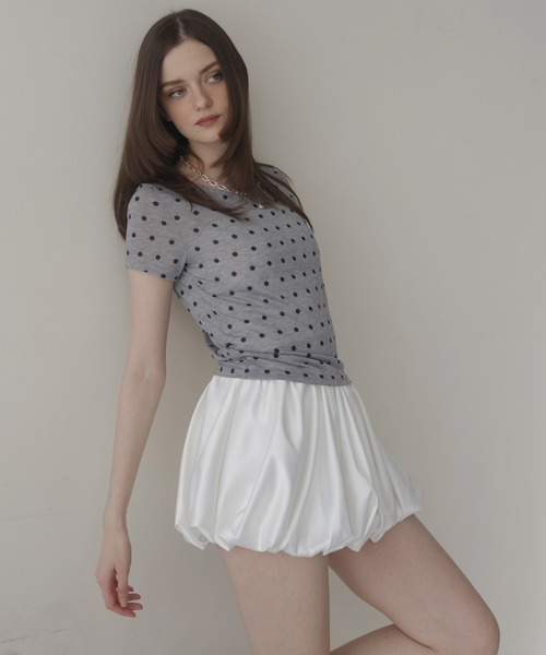 Mili affinity(ミリアフィニティー)の「ドット柄シアー半袖Tシャツ(Tシャツ/カットソー・レディース・ホワイト×ブラック/ブラック×グレー/ブラック×ホワイト/ホワイト×ブラウン・FREE)」の16枚目の写真