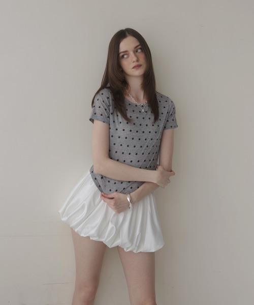 Mili affinity(ミリアフィニティー)の「ドット柄シアー半袖Tシャツ(Tシャツ/カットソー・レディース・ホワイト×ブラック/ブラック×グレー/ブラック×ホワイト/ホワイト×ブラウン・FREE)」の17枚目の写真