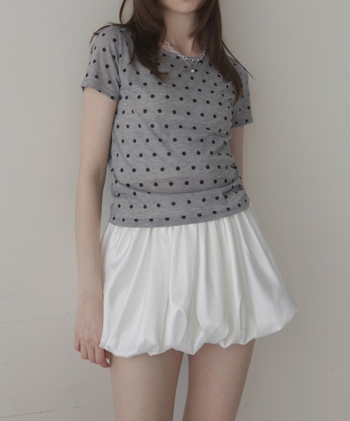 Mili affinity(ミリアフィニティー)の「ドット柄シアー半袖Tシャツ(Tシャツ/カットソー・レディース・ホワイト×ブラック/ブラック×グレー/ブラック×ホワイト/ホワイト×ブラウン・FREE)」の18枚目の写真