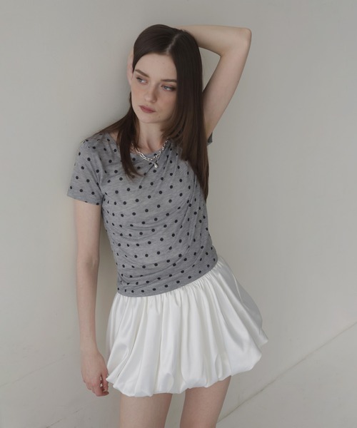 Mili affinity(ミリアフィニティー)の「ドット柄シアー半袖Tシャツ(Tシャツ/カットソー・レディース・ホワイト×ブラック/ブラック×グレー/ブラック×ホワイト/ホワイト×ブラウン・FREE)」の21枚目の写真