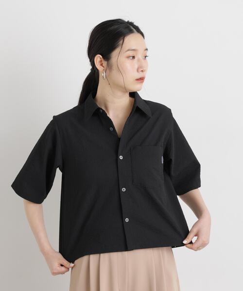 THOUSAND MILE(サウザンドマイル)の「THOUSAND MILE/SEERSUCKER SHIRT(セットアップ可)(シャツ/ブラウス・レディース・ブラック・FREE)」の1枚目の写真
