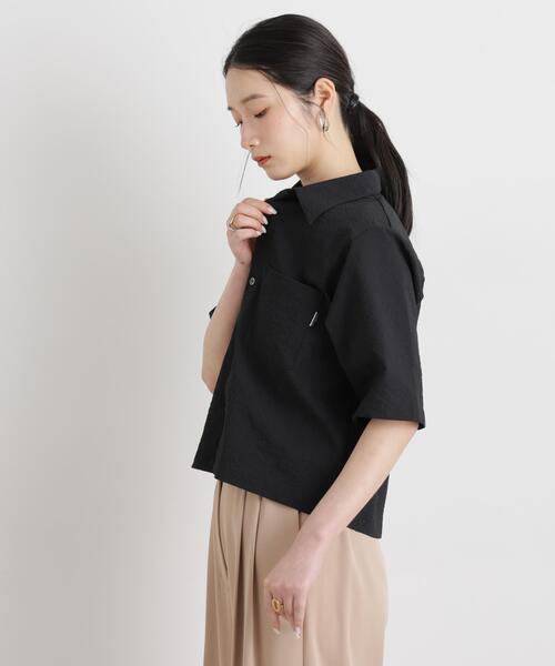 THOUSAND MILE(サウザンドマイル)の「THOUSAND MILE/SEERSUCKER SHIRT(セットアップ可)(シャツ/ブラウス・レディース・ブラック・FREE)」の4枚目の写真