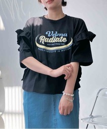 AS KNOW AS plus | ○袖フリルとロゴデザイン ビッグサイズT(Tシャツ/カットソー)