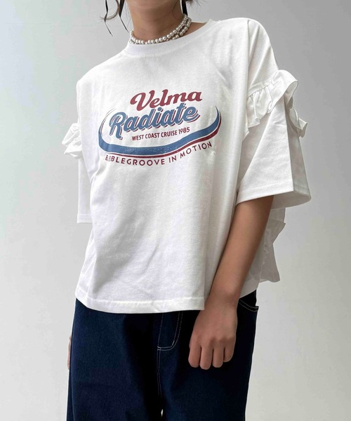 AS KNOW AS plus（アズノゥアズプラス）の「○袖フリルとロゴデザイン ビッグサイズT（Tシャツ/カットソー・レディース・ブラック/チャコールグレー/オフホワイト・FREE）」の15枚目の写真