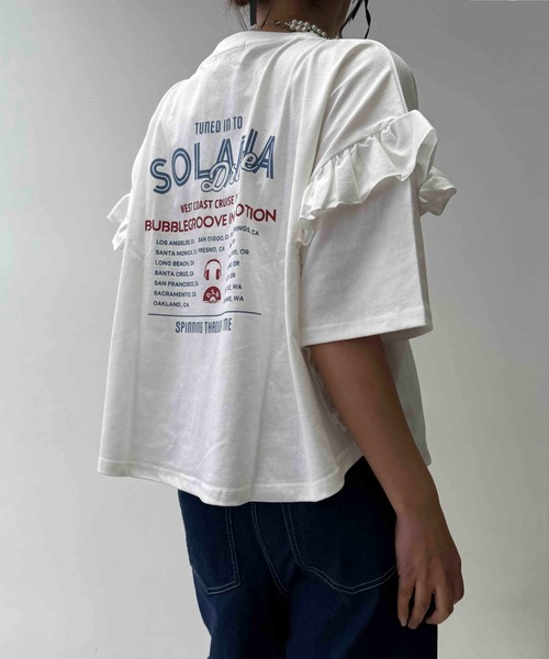 AS KNOW AS plus（アズノゥアズプラス）の「○袖フリルとロゴデザイン ビッグサイズT（Tシャツ/カットソー・レディース・ブラック/チャコールグレー/オフホワイト・FREE）」の17枚目の写真