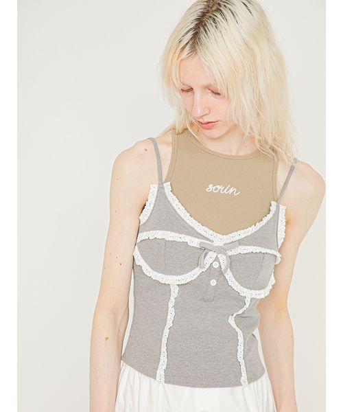 SORIN(ソリン )の「Lace Decorated Cami Bustier/レースデコレート キャミビスチェ(その他トップス・レディース・ブラック/グレー/オフホワイト・38)」の4枚目の写真