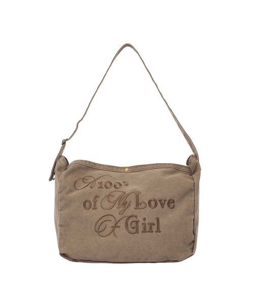 X-girl(エックスガール)の「MIX FONT LOGO FADED SHOULDER BAG(ショルダーバッグ・レディース・ブラウン/ブラック・ONE SIZE)」の3枚目の写真