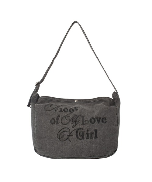 X-girl(エックスガール)の「MIX FONT LOGO FADED SHOULDER BAG(ショルダーバッグ・レディース・ブラウン/ブラック・ONE SIZE)」の4枚目の写真