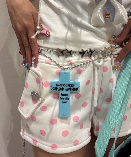 Never mind the XU(ネバーマインドザエックスユー)の「【Never mind the XU】dot sweat shorts / 【ネバーマインド ザ エックスユー】ドットスウェットマイクロショートパンツ(スウェットパンツ・レディース・グレー/ピンク・L)」の14枚目の写真
