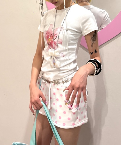 Never mind the XU(ネバーマインドザエックスユー)の「【Never mind the XU】dot sweat shorts / 【ネバーマインド ザ エックスユー】ドットスウェットマイクロショートパンツ(スウェットパンツ・レディース・グレー/ピンク・L)」の8枚目の写真
