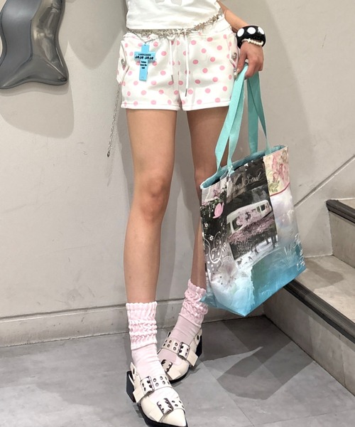 Never mind the XU(ネバーマインドザエックスユー)の「【Never mind the XU】dot sweat shorts / 【ネバーマインド ザ エックスユー】ドットスウェットマイクロショートパンツ(スウェットパンツ・レディース・グレー/ピンク・L)」の10枚目の写真