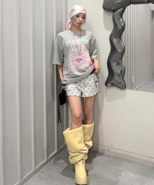 Never mind the XU(ネバーマインドザエックスユー)の「【Never mind the XU】dot sweat shorts / 【ネバーマインド ザ エックスユー】ドットスウェットマイクロショートパンツ(スウェットパンツ・レディース・グレー/ピンク・L)」の22枚目の写真