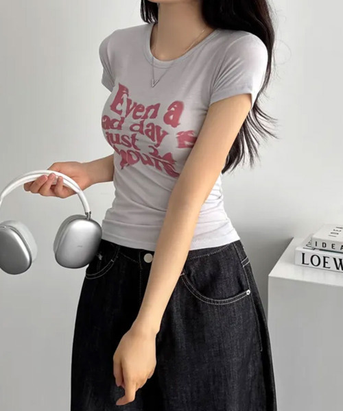 VIVID LADY(ビビッドレディー)の「フロントロゴ 半袖Tシャツ(Tシャツ/カットソー・レディース・グレー/カーキ/ブラック・FREE)」の15枚目の写真