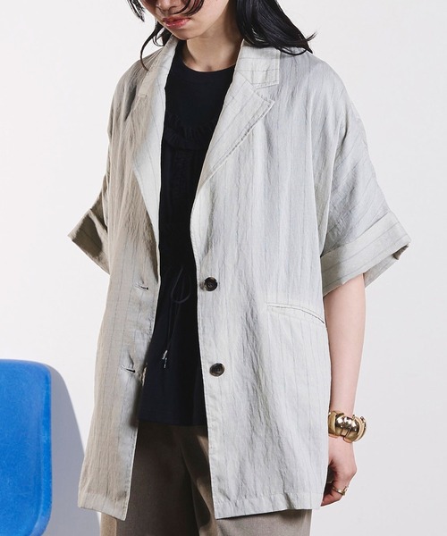 ROSE BUD(ローズバッド)の「S/S JACKET(テーラードジャケット・レディース・ブラック/ベージュ/ブラウン・ONE SIZE)」の3枚目の写真